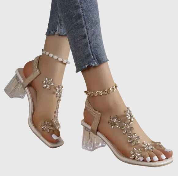 ISLA - Flower and Rhinestone Heel
