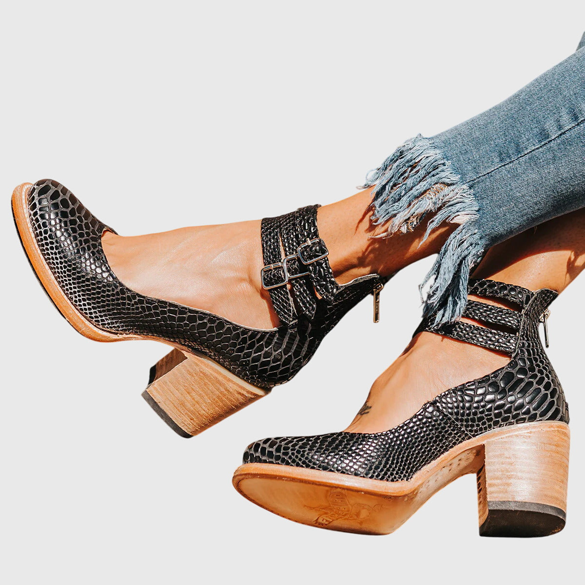Rina - Strapped Block Heel Shoes