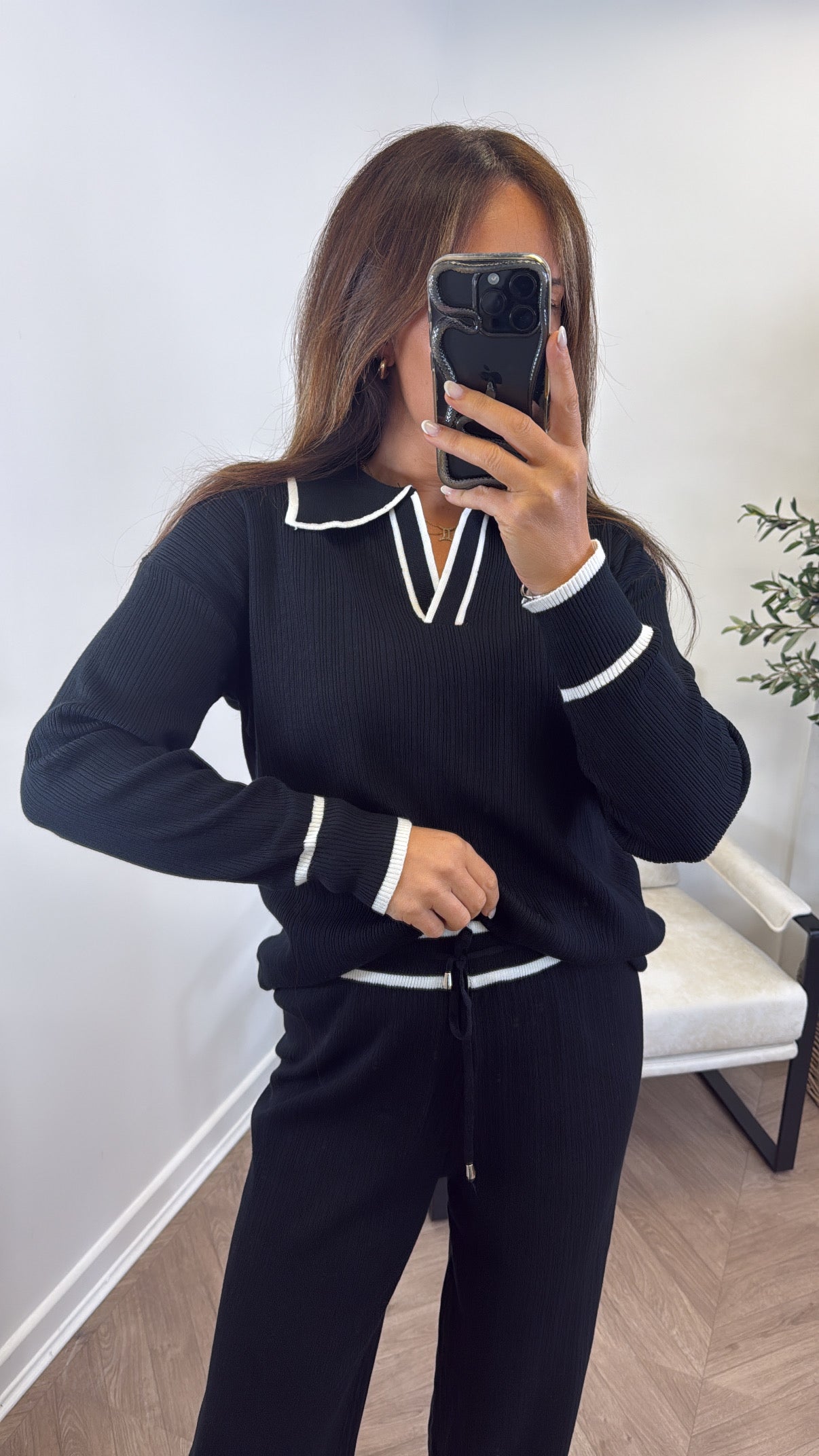 ROSIE black ribbed top and pants co-ord