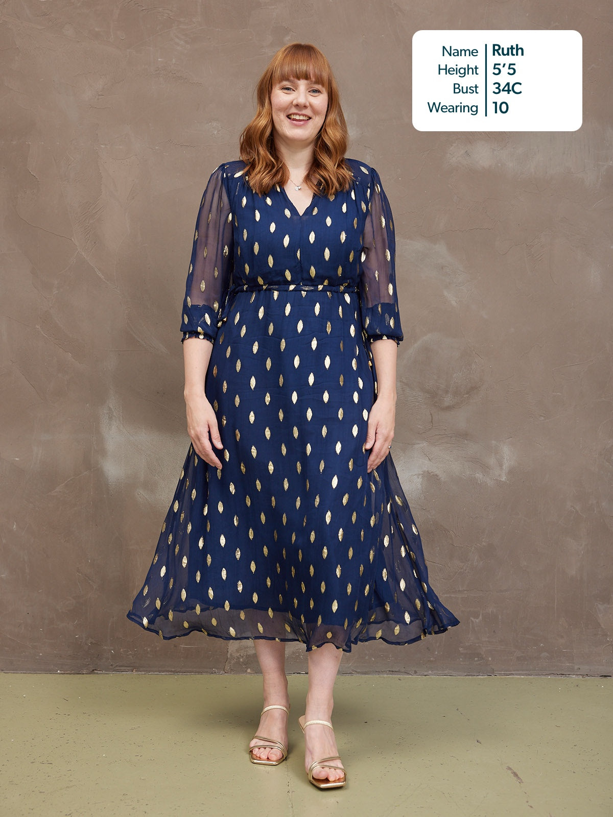 Libby Lurex Dress - Navy and Gold