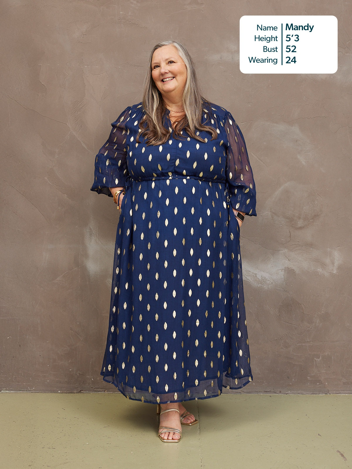 Libby Lurex Dress - Navy and Gold