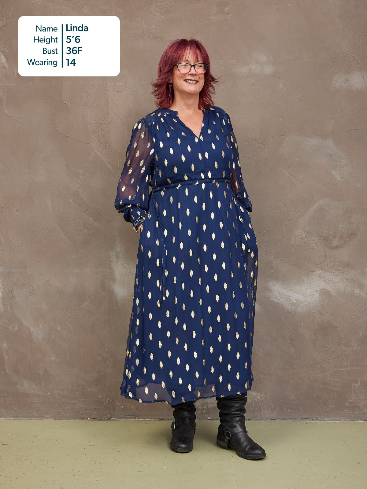 Libby Lurex Dress - Navy and Gold