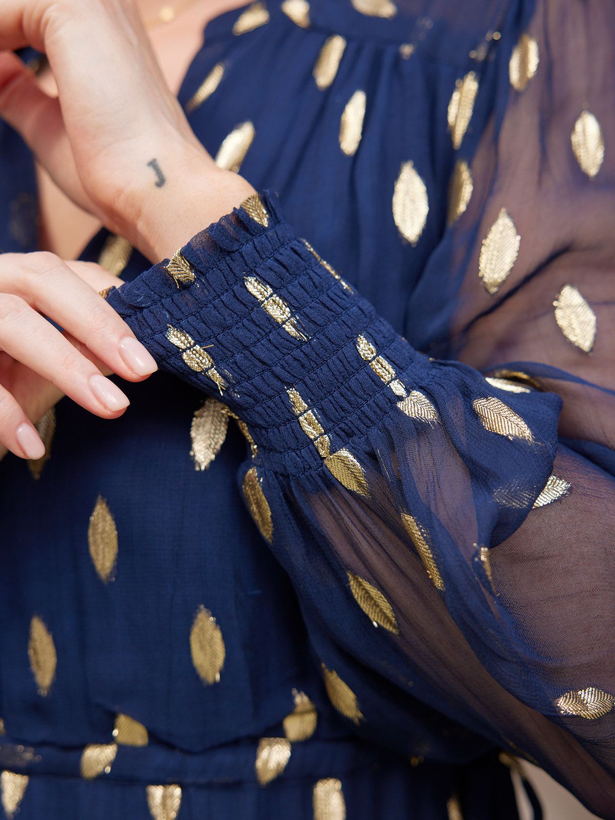 Libby Lurex Dress - Navy and Gold