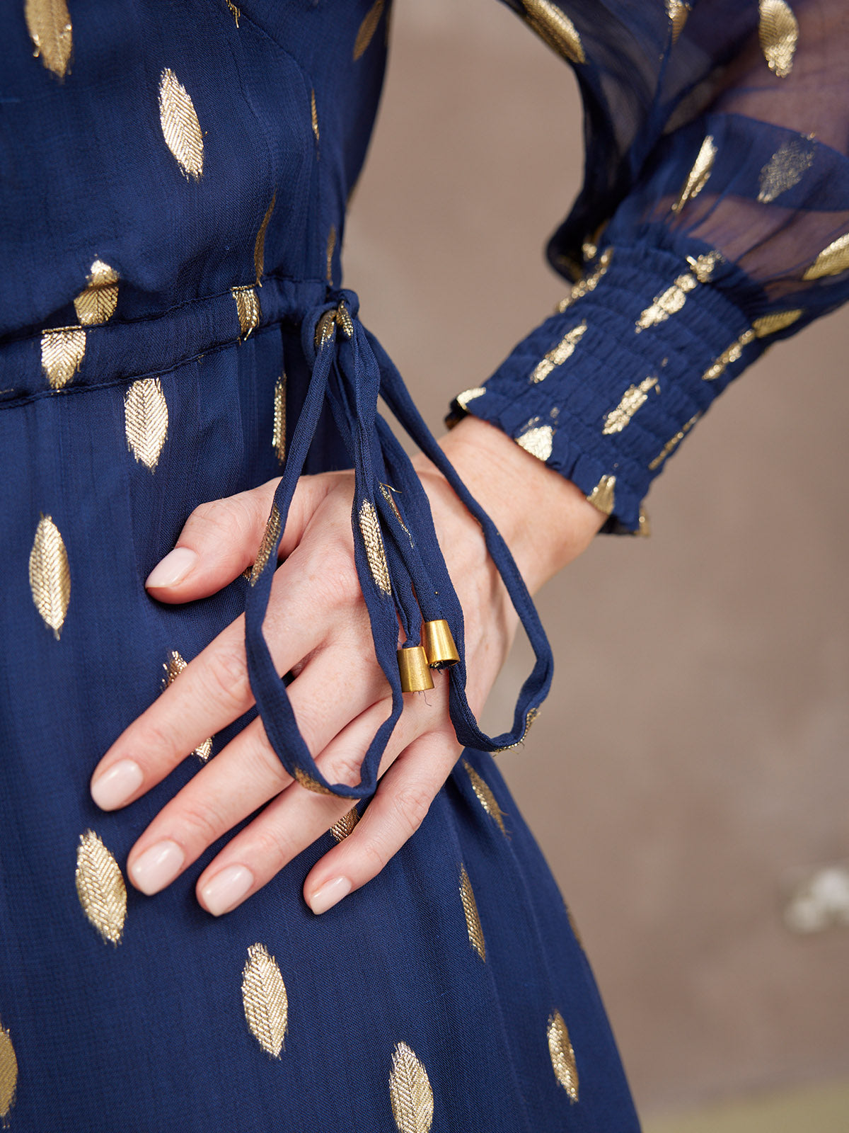 Libby Lurex Dress - Navy and Gold