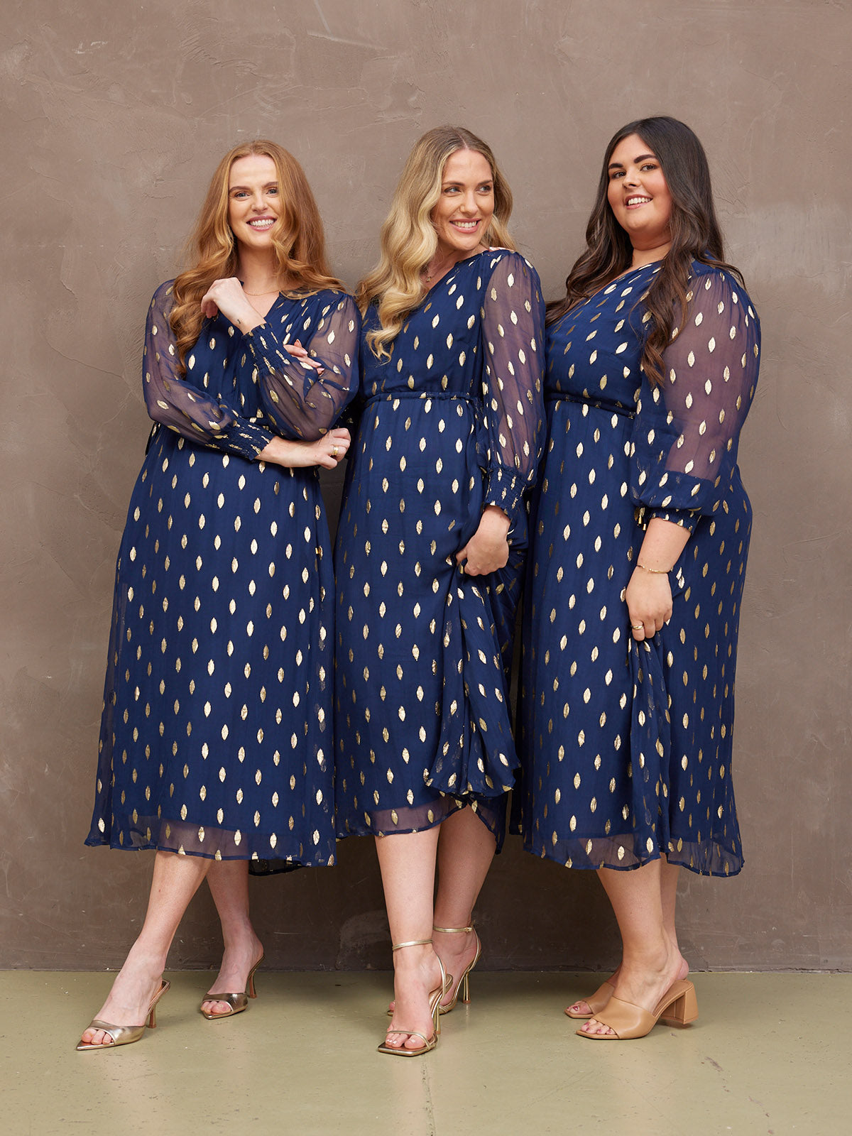 Libby Lurex Dress - Navy and Gold