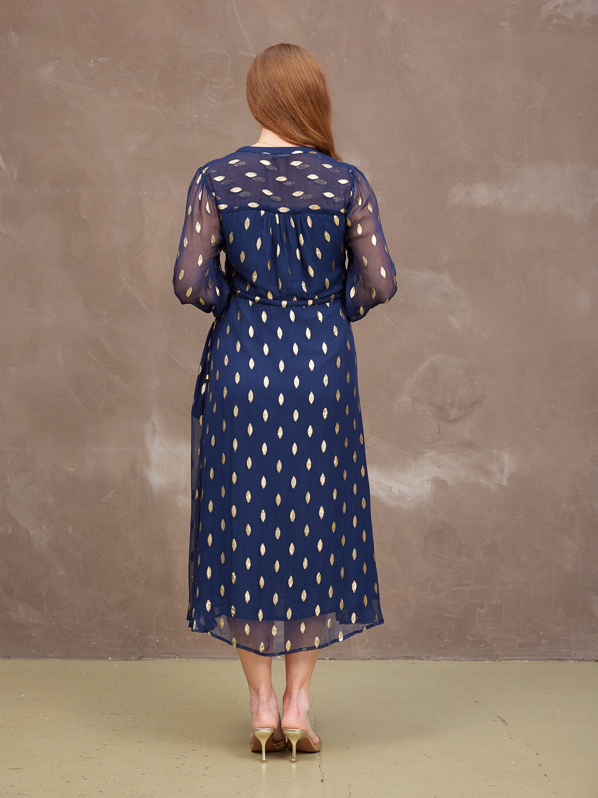 Libby Lurex Dress - Navy and Gold