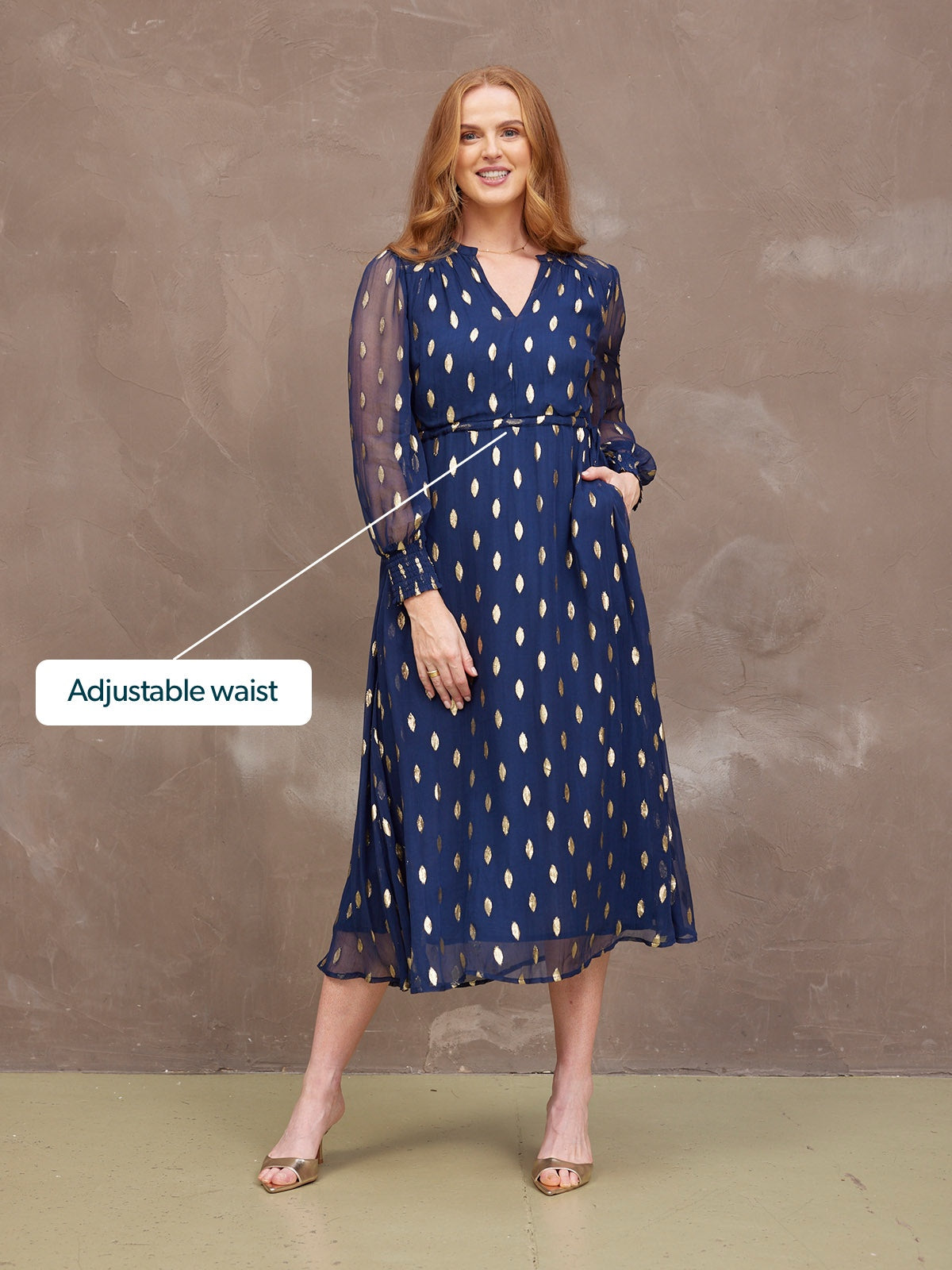 Libby Lurex Dress - Navy and Gold