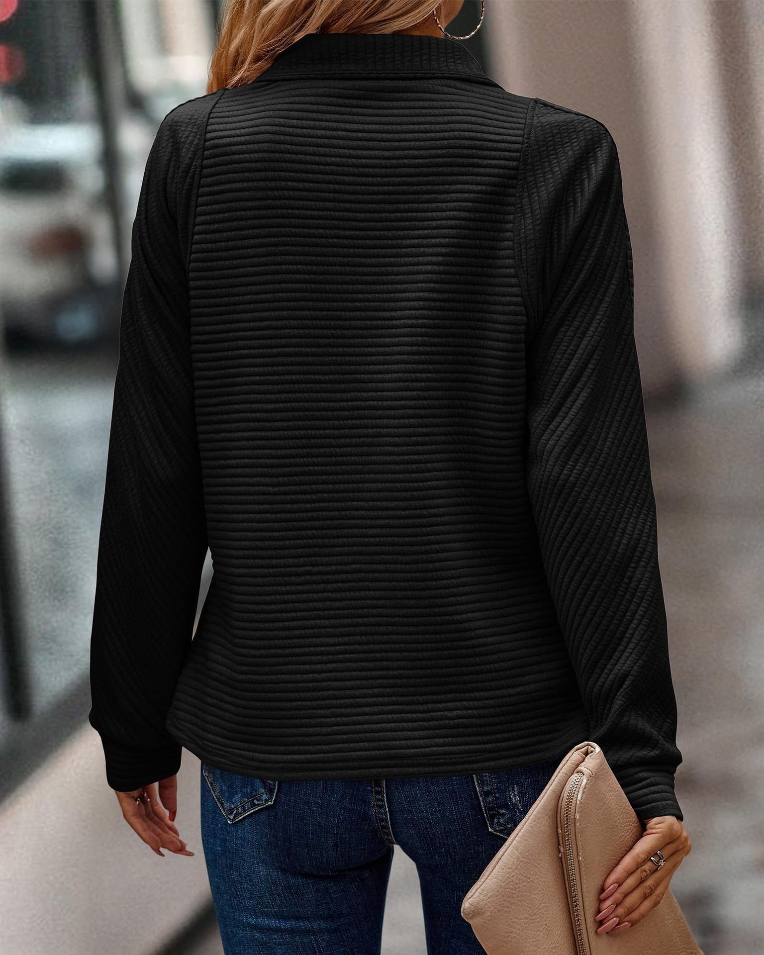 Sarah | Elegant V-Neck Zip Sweater