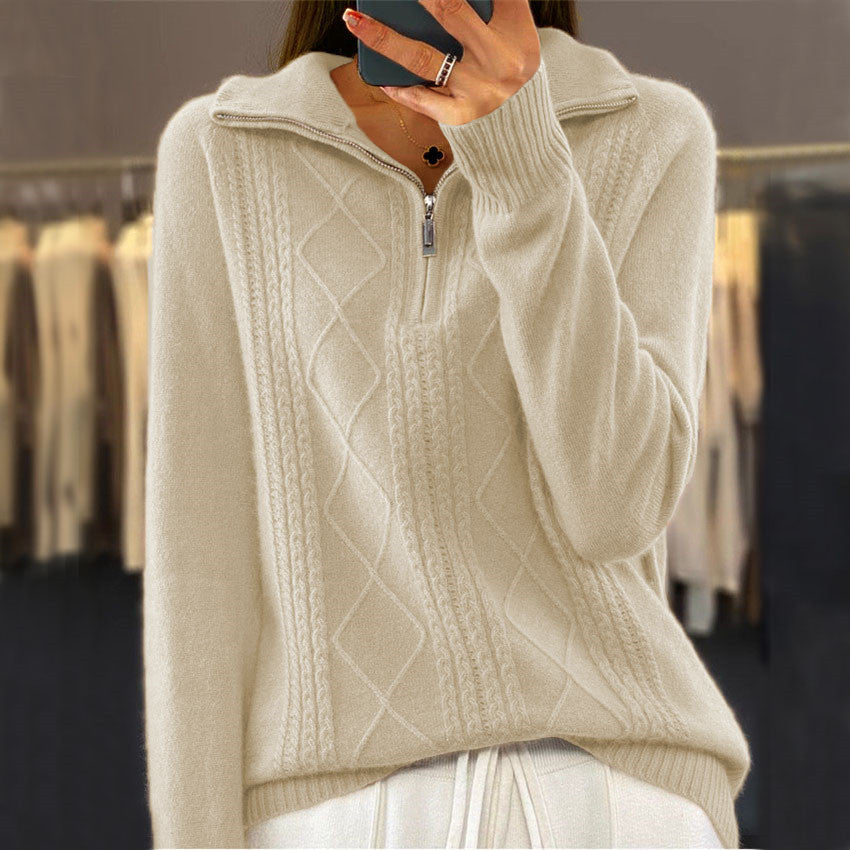Asta | Scandinavian Jacquard Zip Sweater