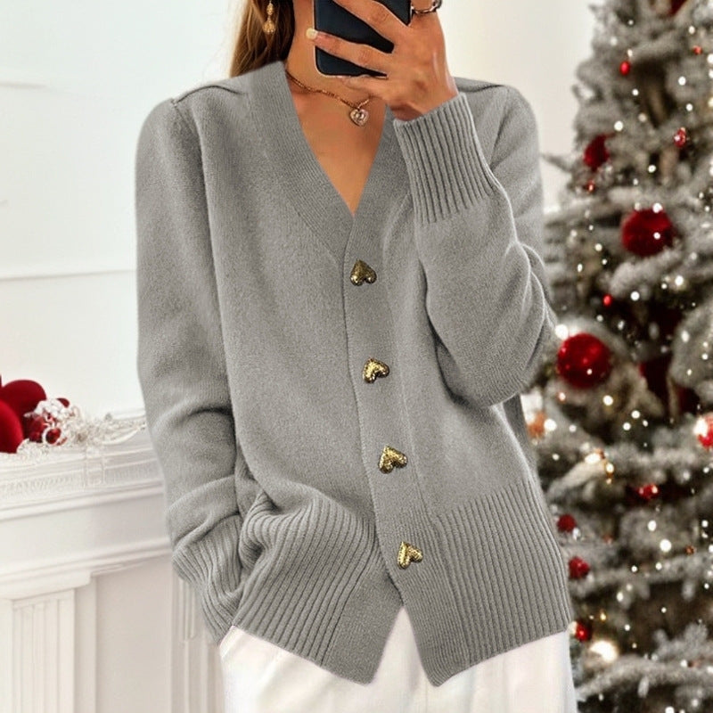 Freja | Scandinavian Heart Button Cardigan