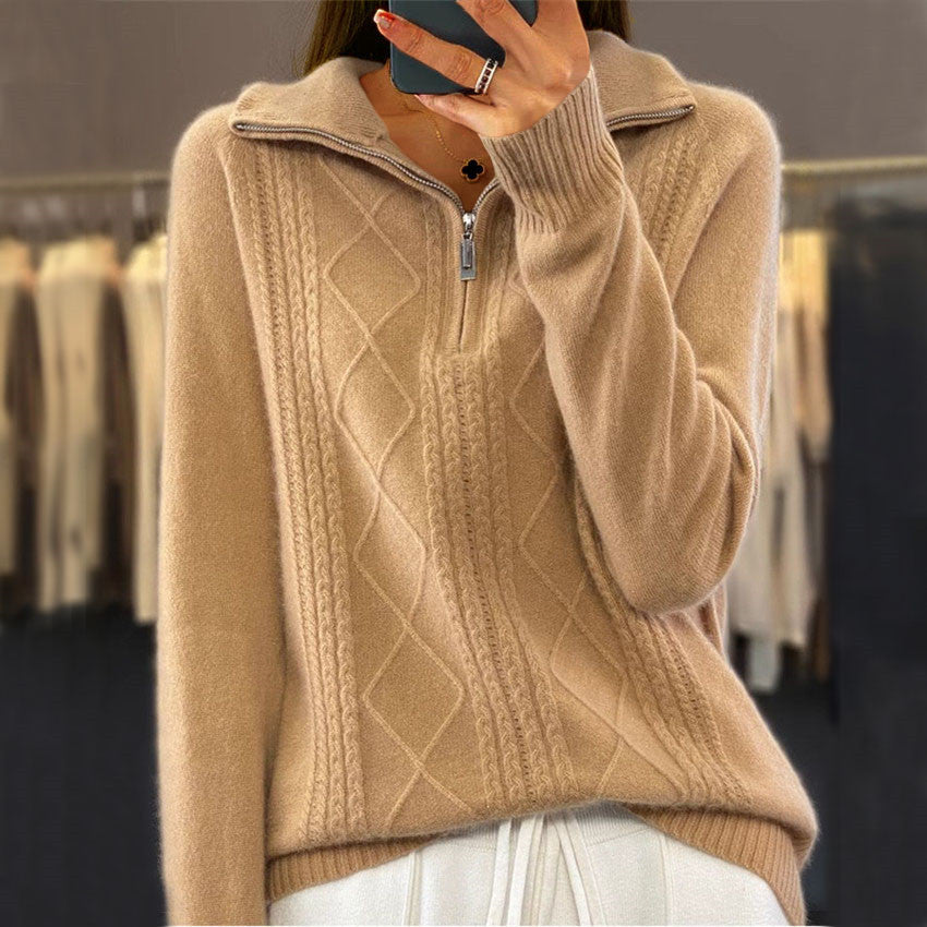 Asta | Scandinavian Jacquard Zip Sweater