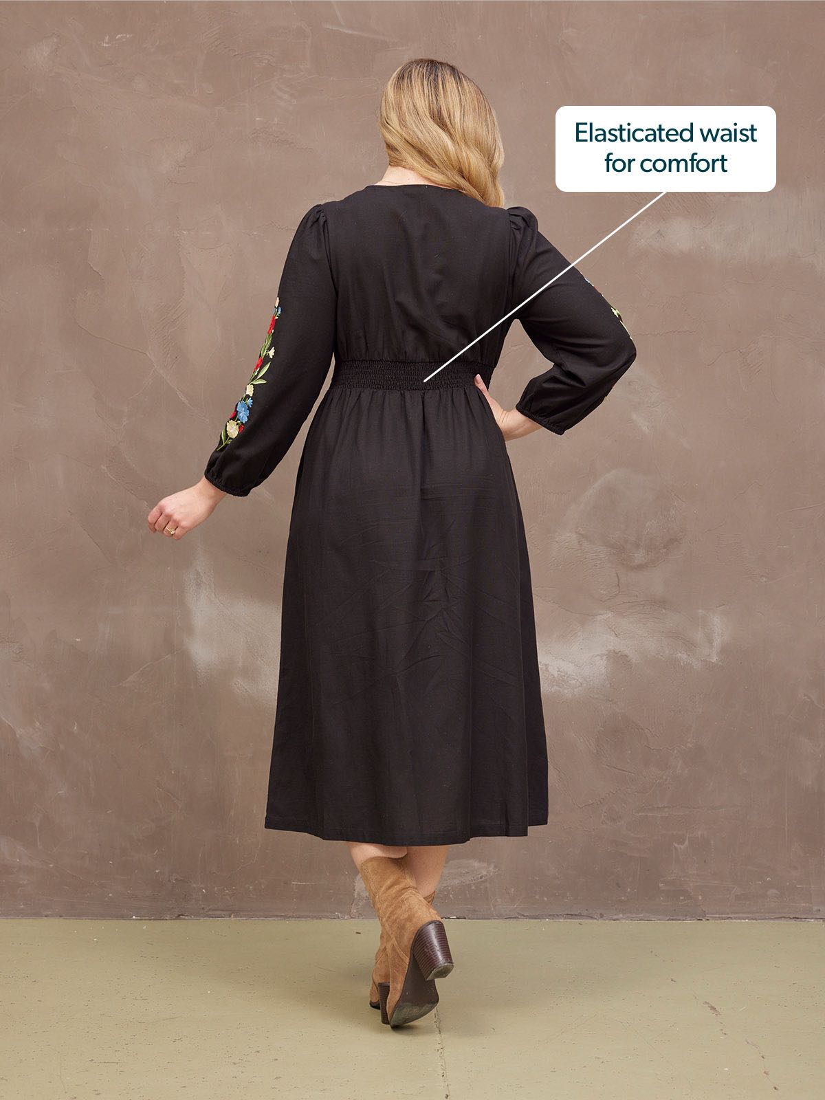 Rodica Dress - Embroidered Black