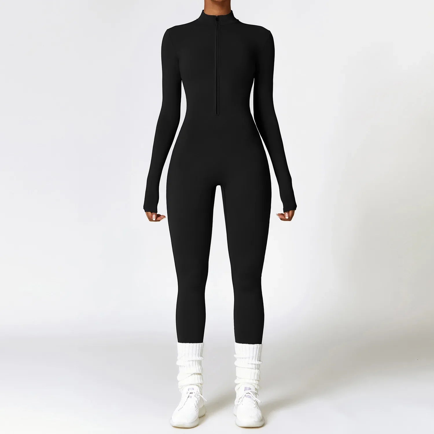 LUVESSI ZIPPER FLEECE JUMPSUIT