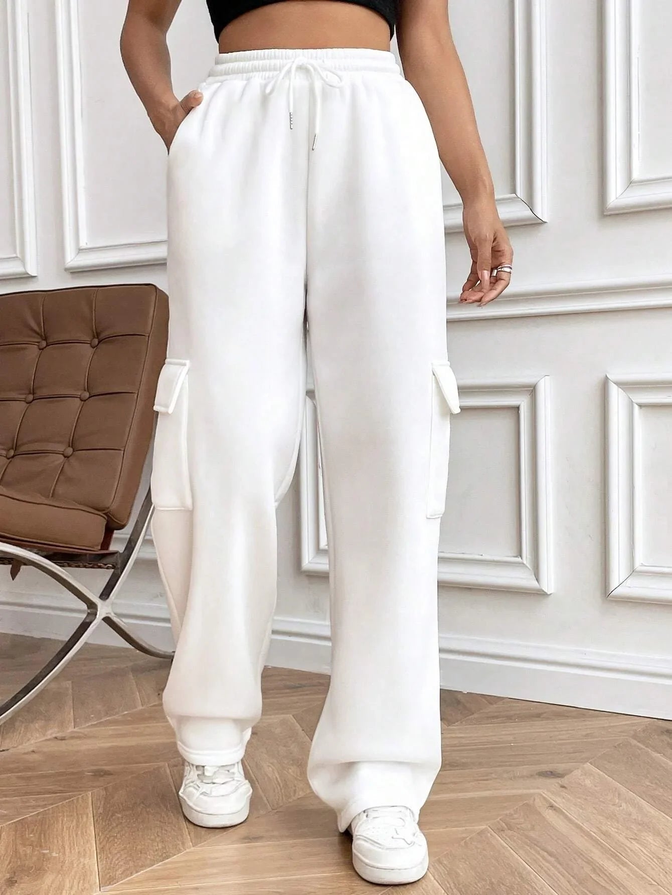 FIONA WIDE-LEG CARGO SWEATPANTS