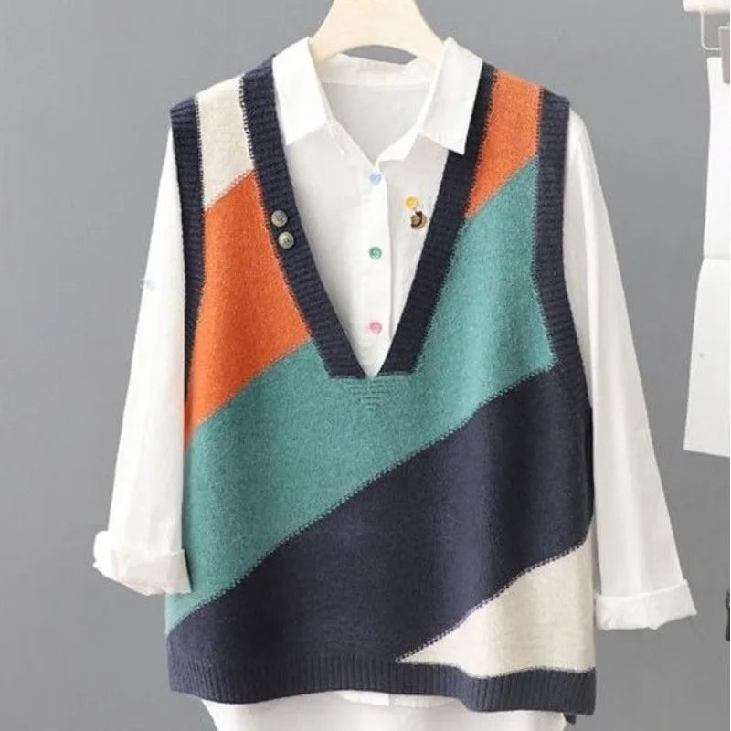 PASTEL PATCHWORK SLEEVELESS VEST