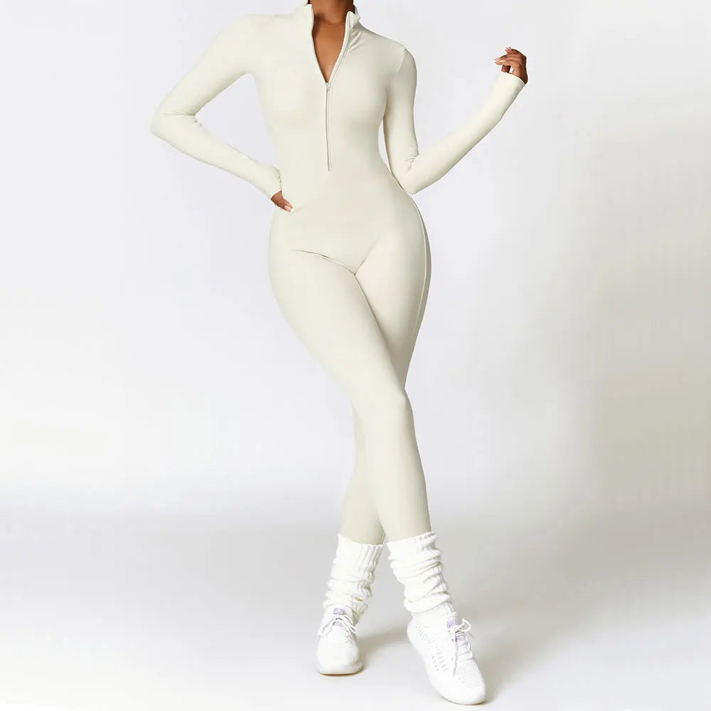 LUVESSI ZIPPER FLEECE JUMPSUIT