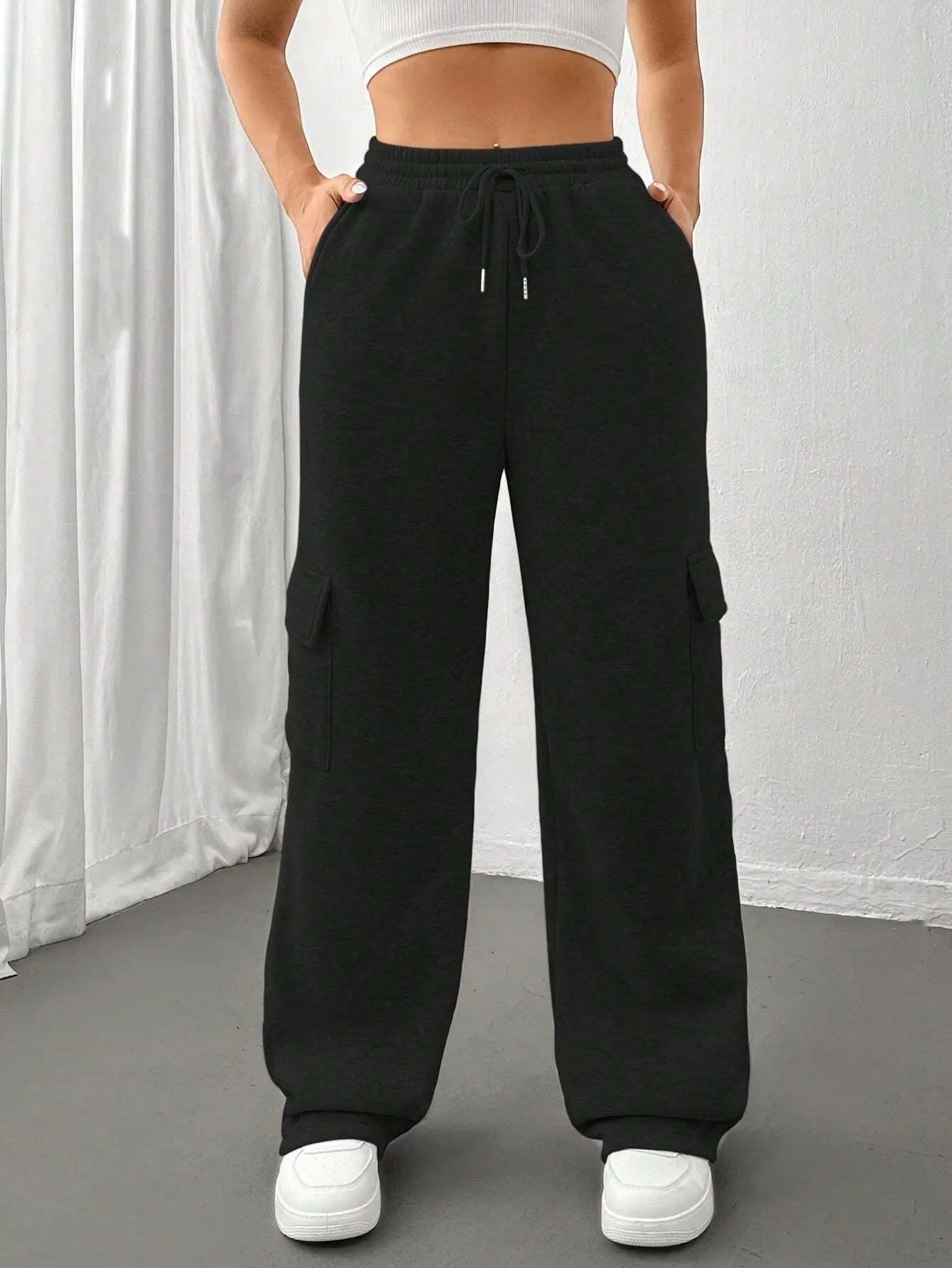 FIONA WIDE-LEG CARGO SWEATPANTS