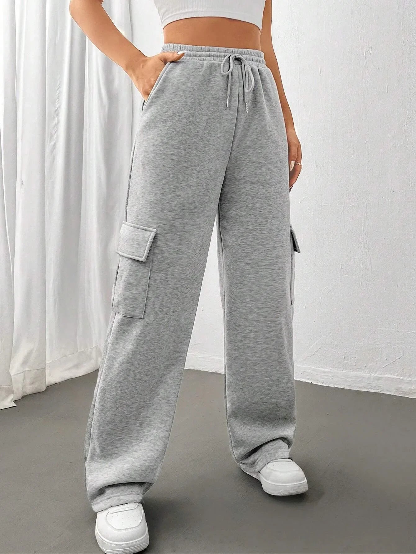 FIONA WIDE-LEG CARGO SWEATPANTS