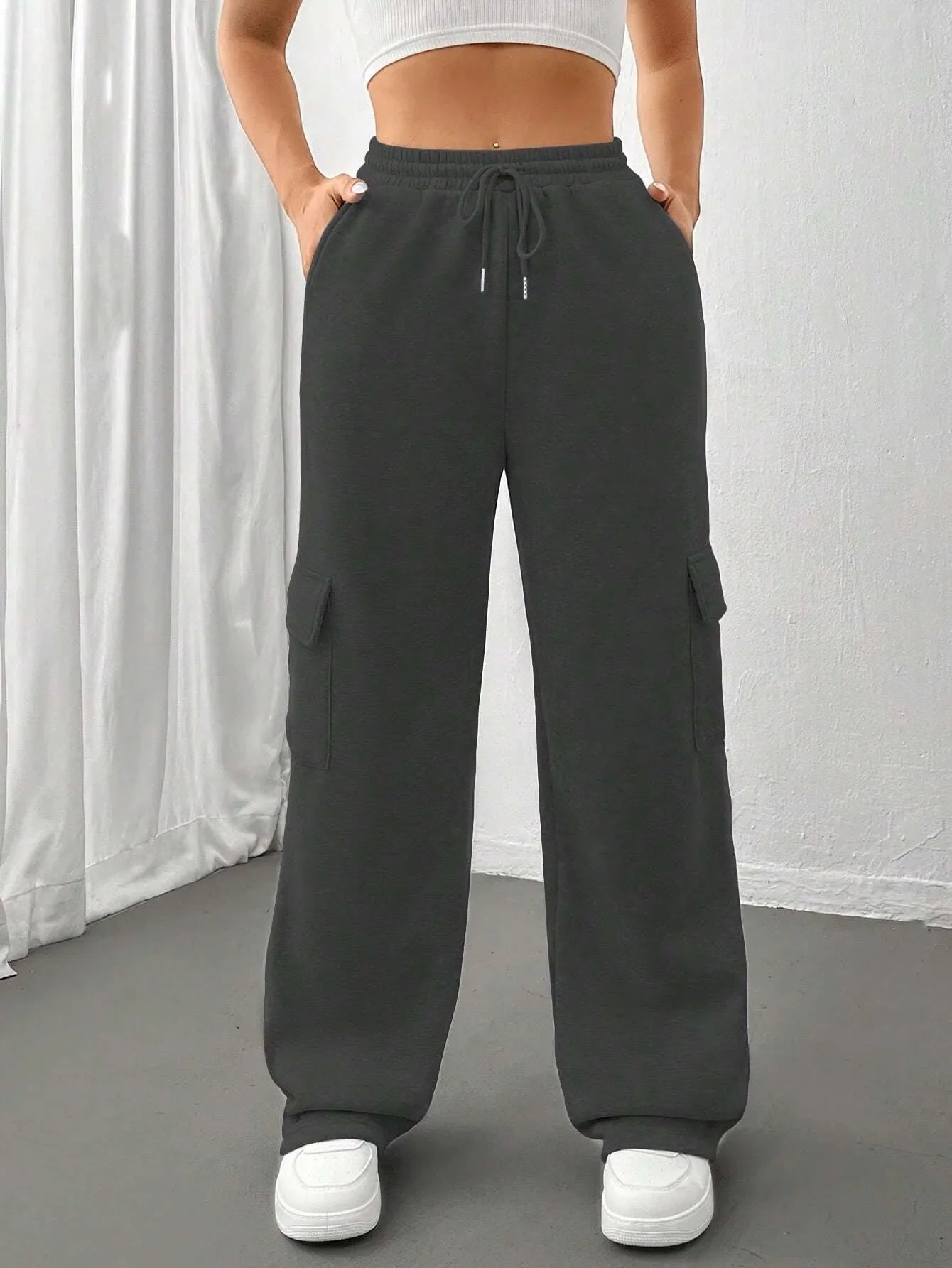 FIONA WIDE-LEG CARGO SWEATPANTS