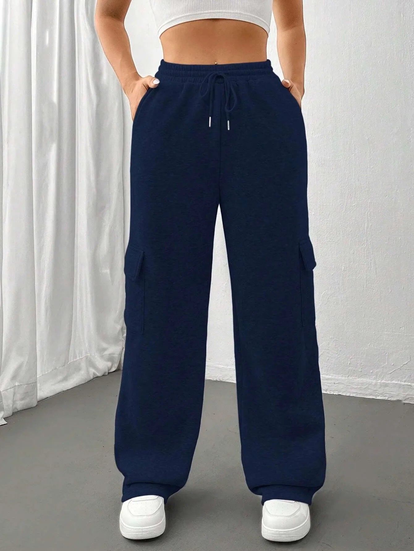 FIONA WIDE-LEG CARGO SWEATPANTS