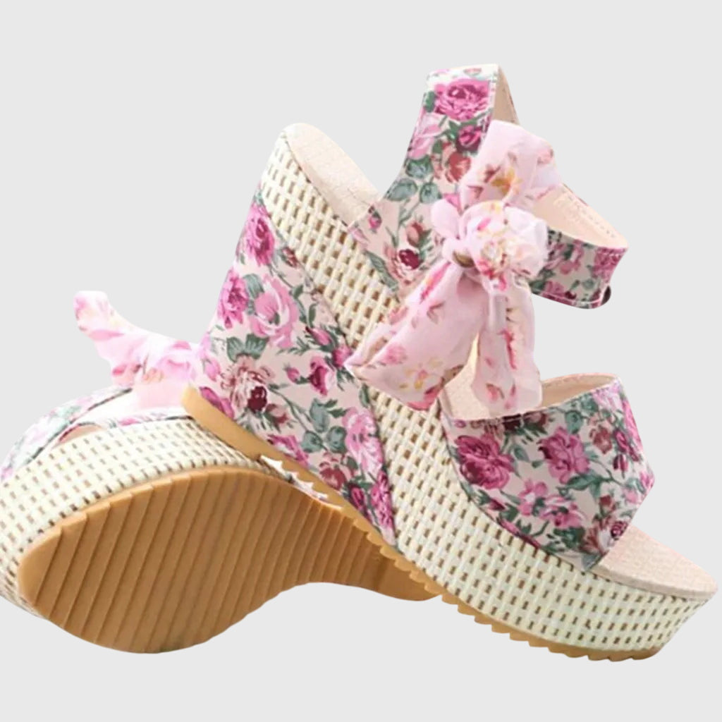 Emma - Floral Wedge Sandals