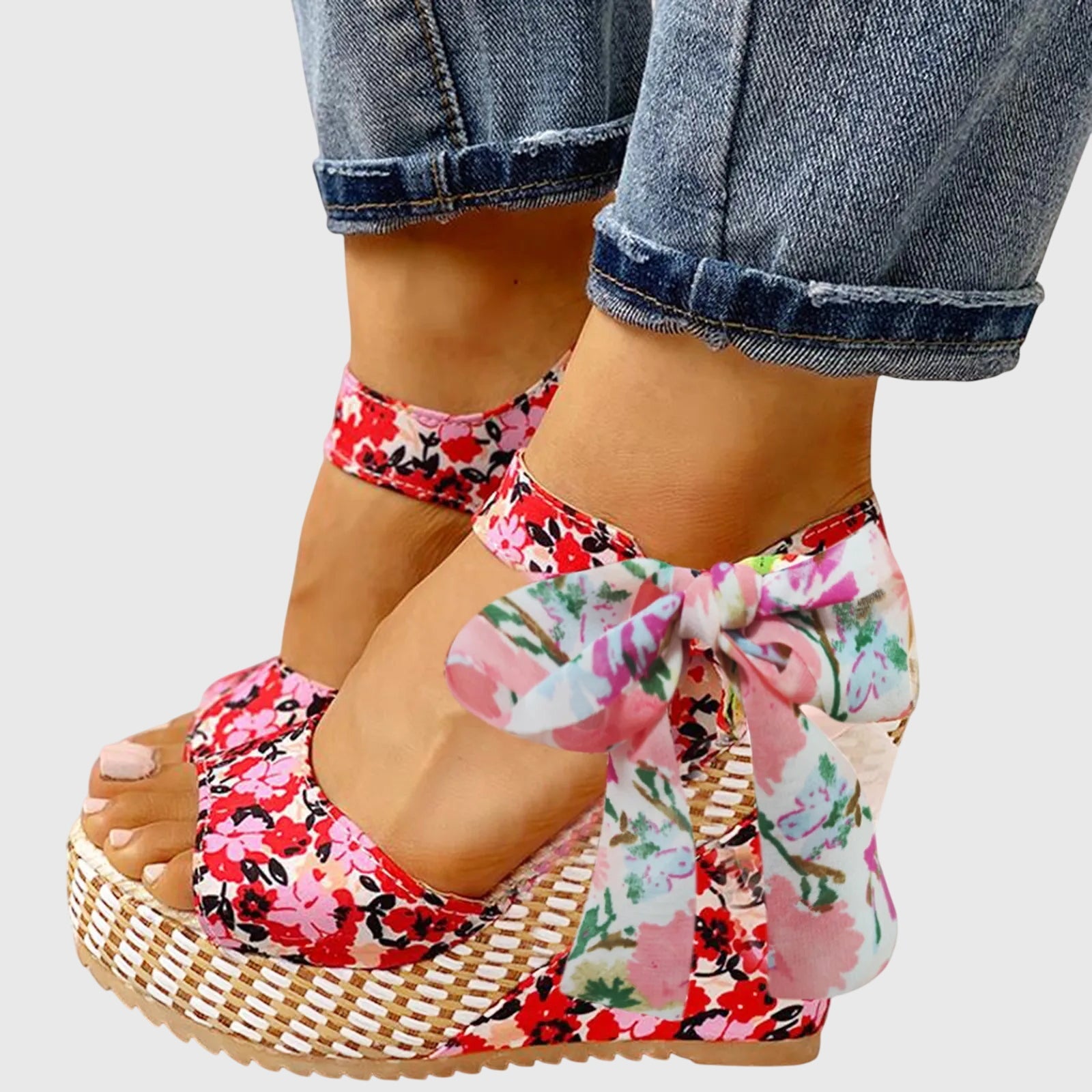 Emma - Floral Wedge Sandals
