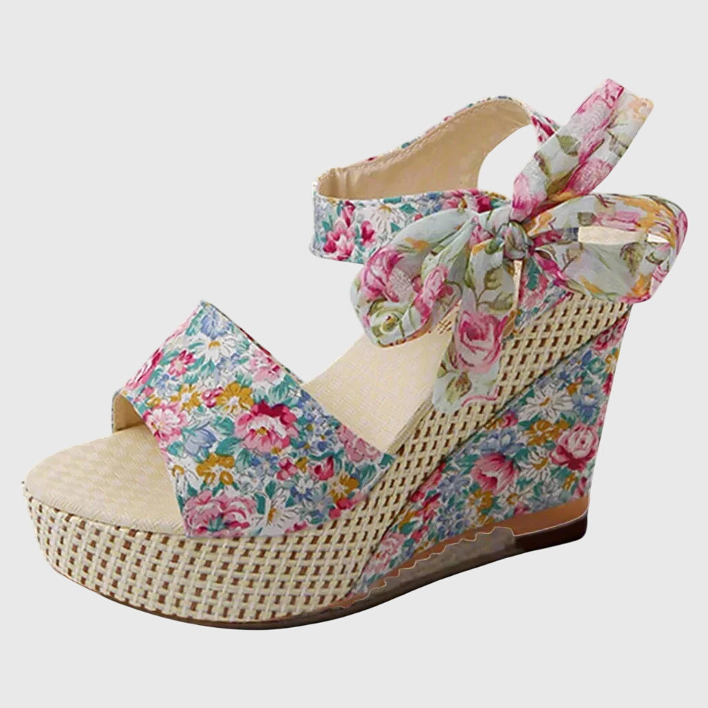 Emma - Floral Wedge Sandals
