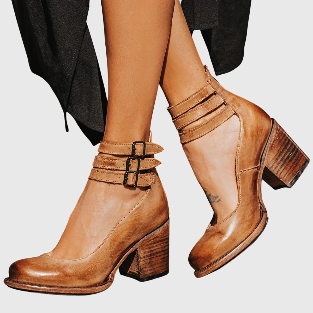 Rina - Strapped Block Heel Shoes