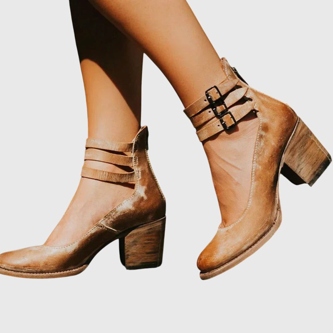 Rina - Strapped Block Heel Shoes
