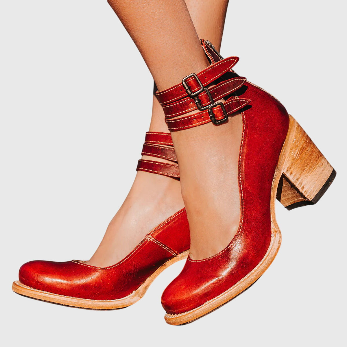 Rina - Strapped Block Heel Shoes