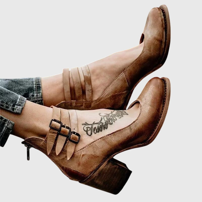 Rina - Strapped Block Heel Shoes