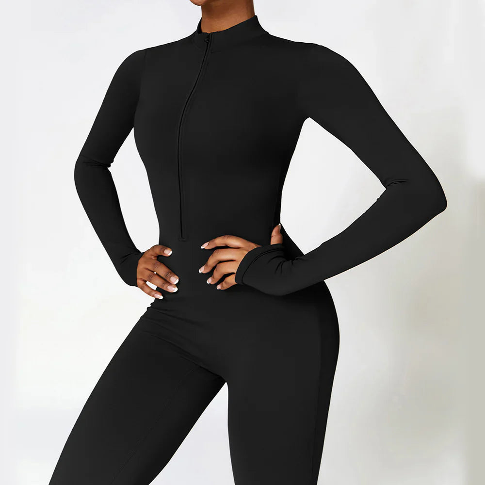 LUVESSI ZIPPER FLEECE JUMPSUIT