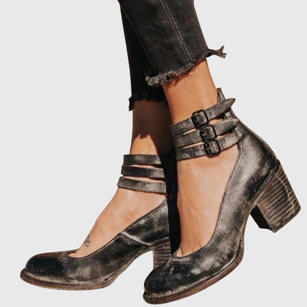 Rina - Strapped Block Heel Shoes
