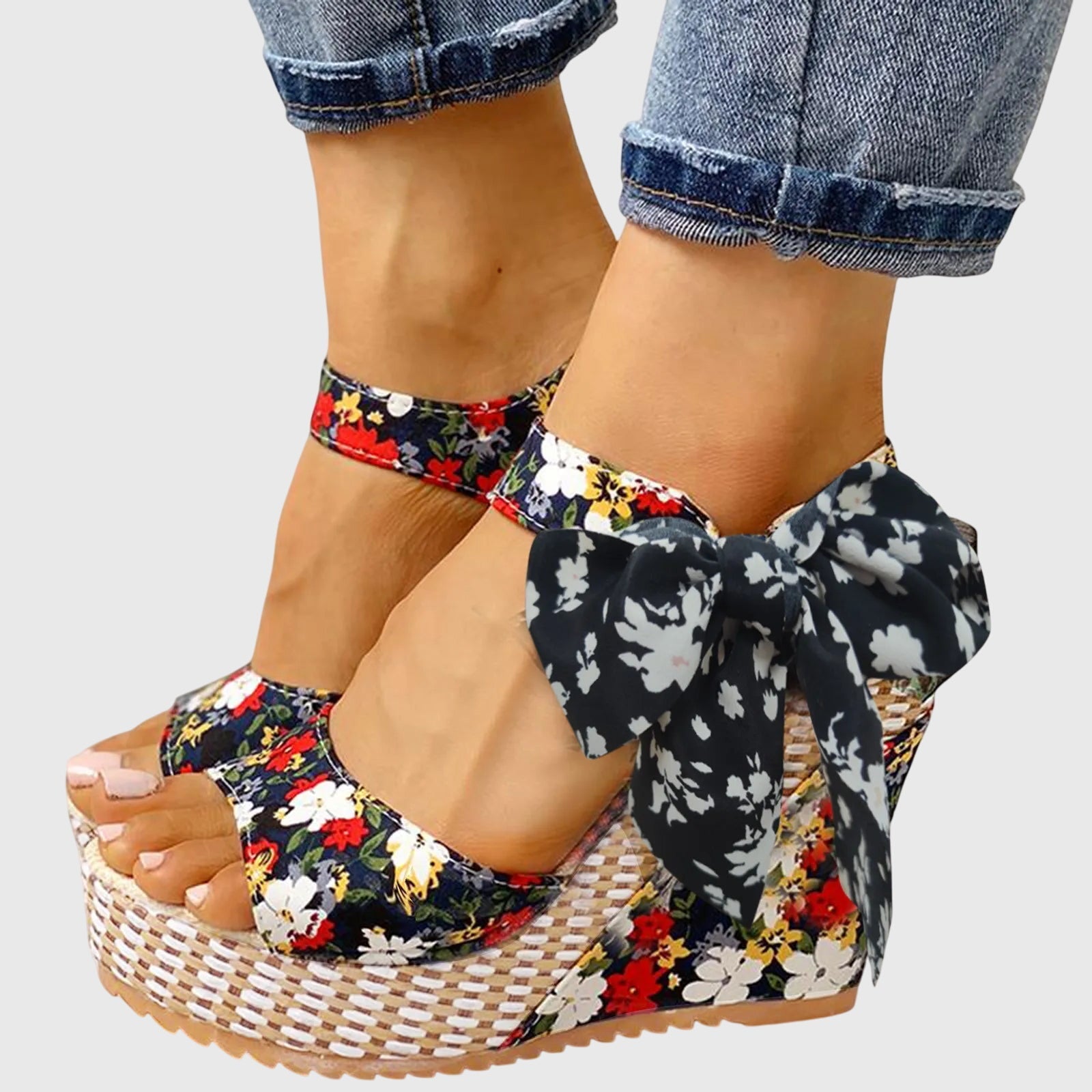 Emma - Floral Wedge Sandals