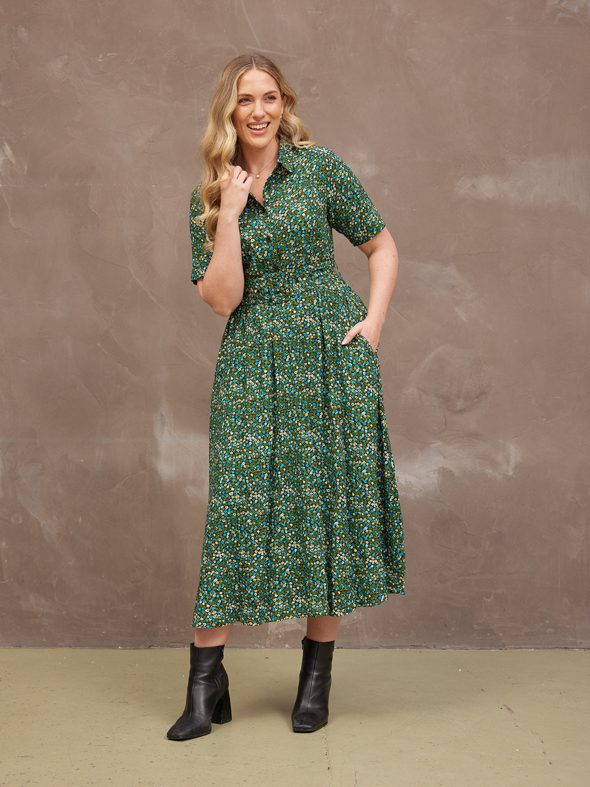 Camilla Dress - Green Floral