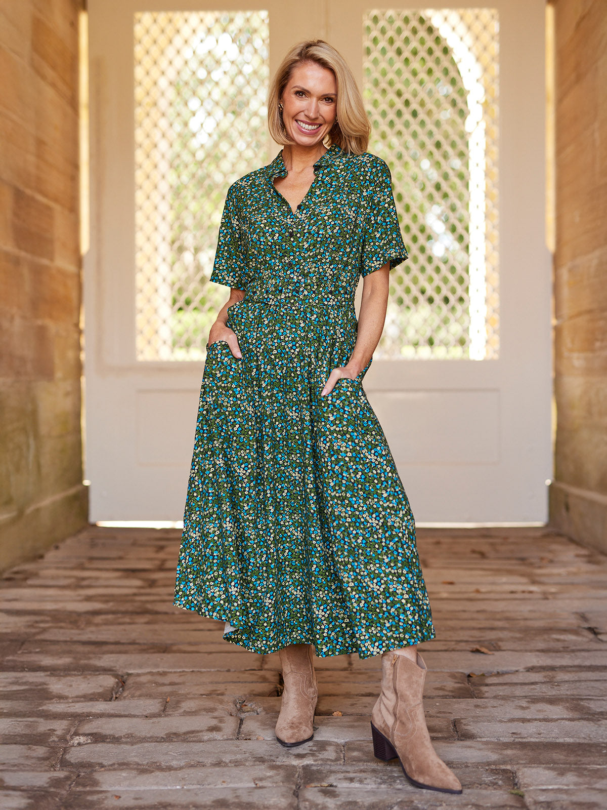 Camilla Dress - Green Floral