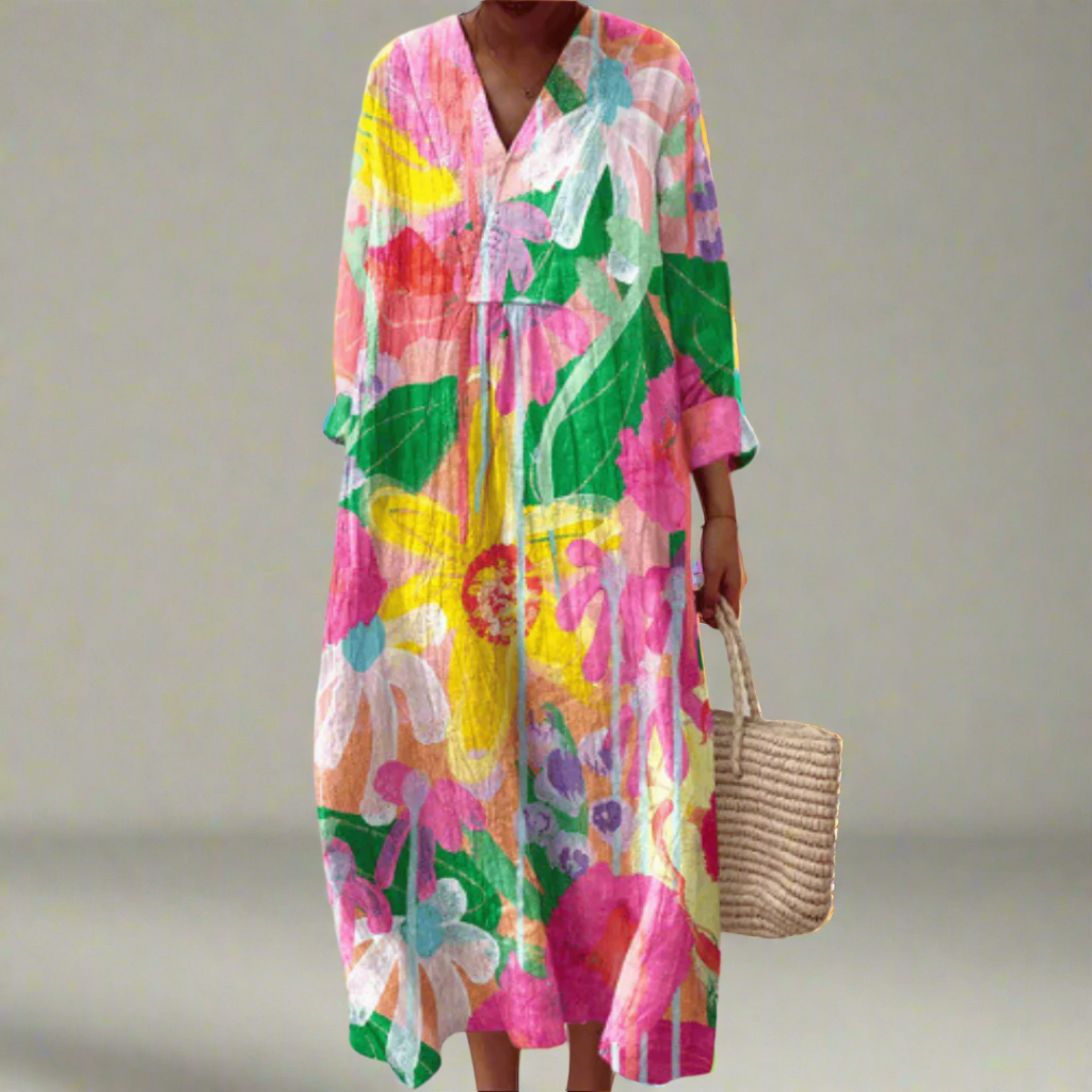Floral Maxi Dress with Long Sleeves - Comfortable & Stylish Design