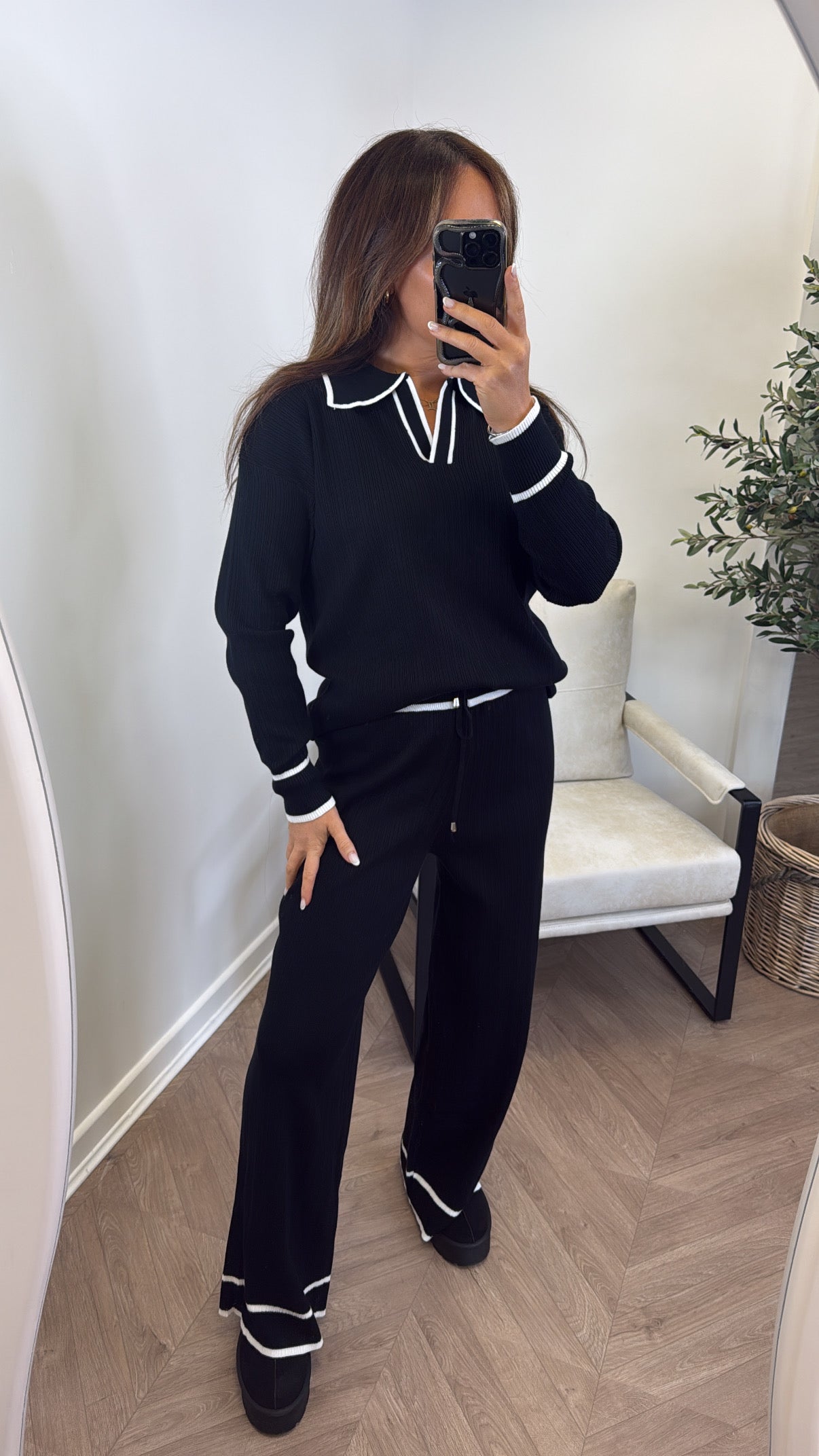 ROSIE black ribbed top and pants co-ord