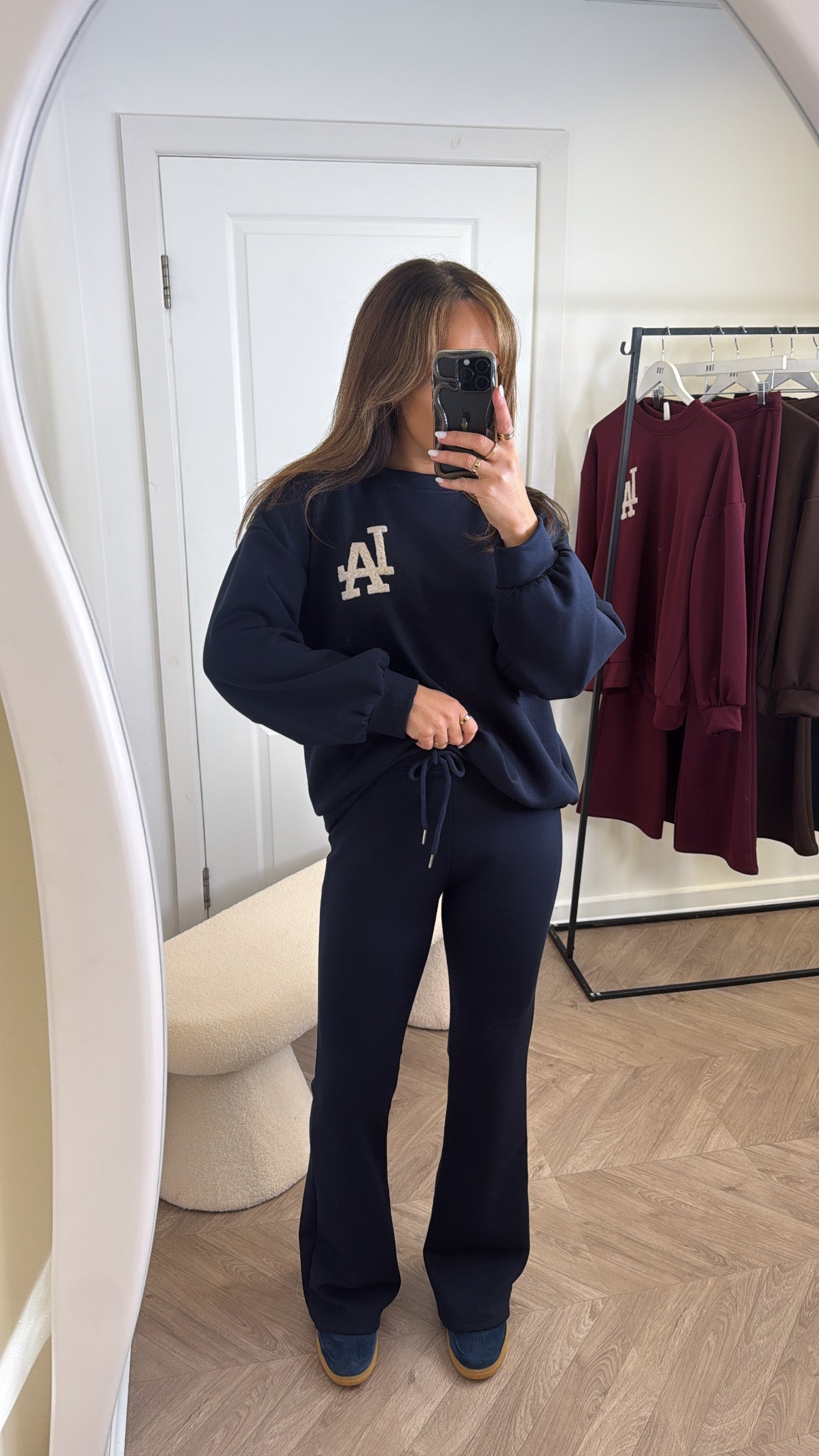 LALA navy sweatshirt logo lounge set