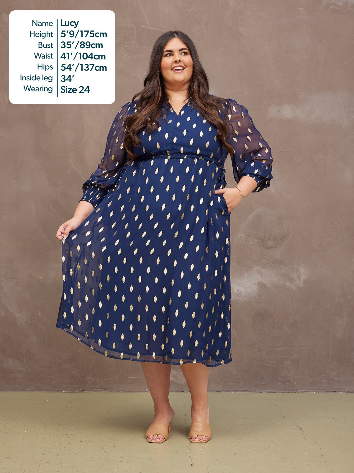 Libby Lurex Dress - Navy and Gold