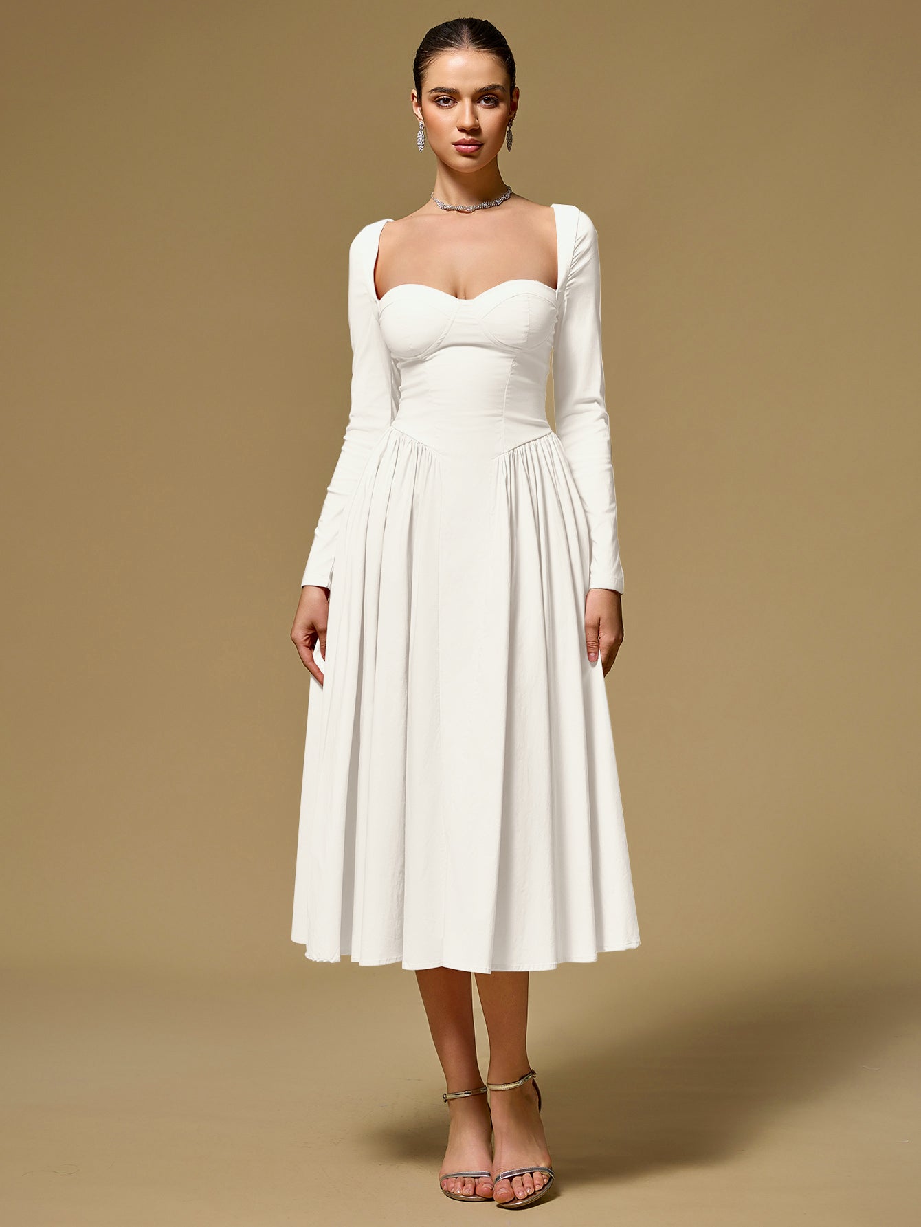 Long Sleeve Tie Back A-Line Dress