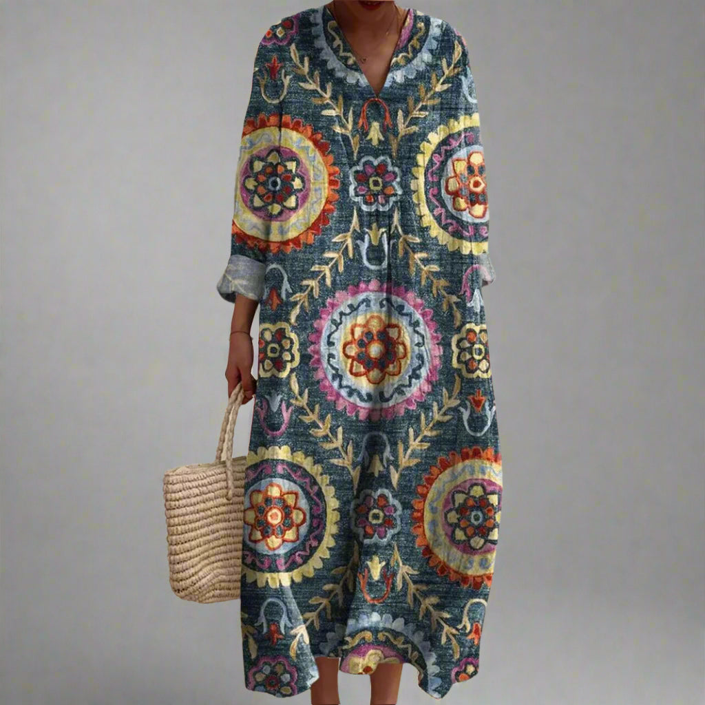 Maxine™ Elegant Geometric Maxi Dress - Unique Design for Women