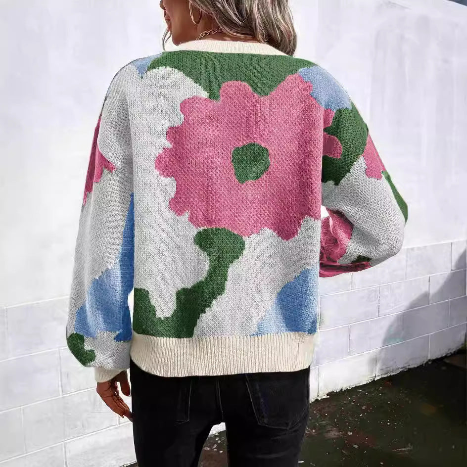 Ava | Bold Floral Jacquard Sweater