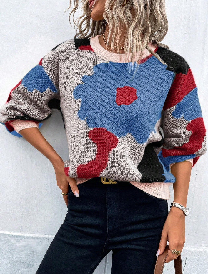 Ava | Bold Floral Jacquard Sweater