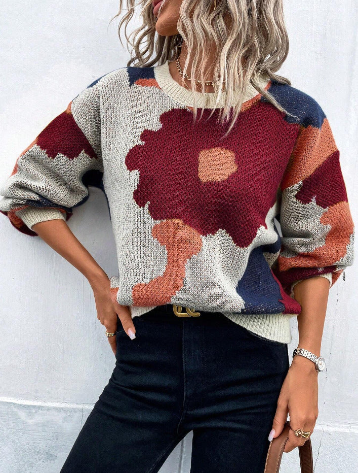 Ava | Bold Floral Jacquard Sweater