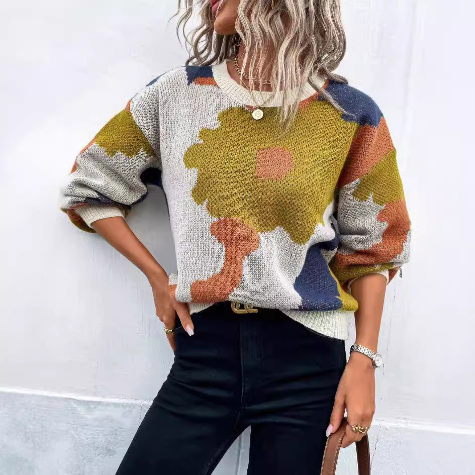 Ava | Bold Floral Jacquard Sweater