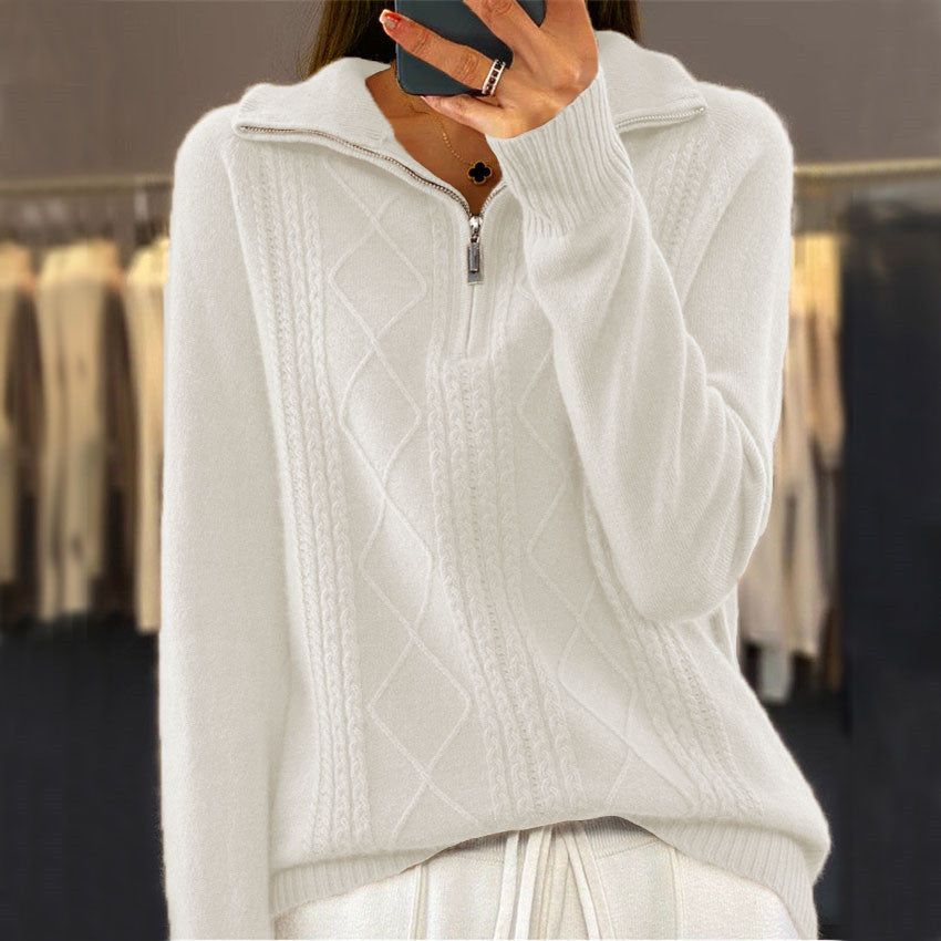 Asta | Scandinavian Jacquard Zip Sweater