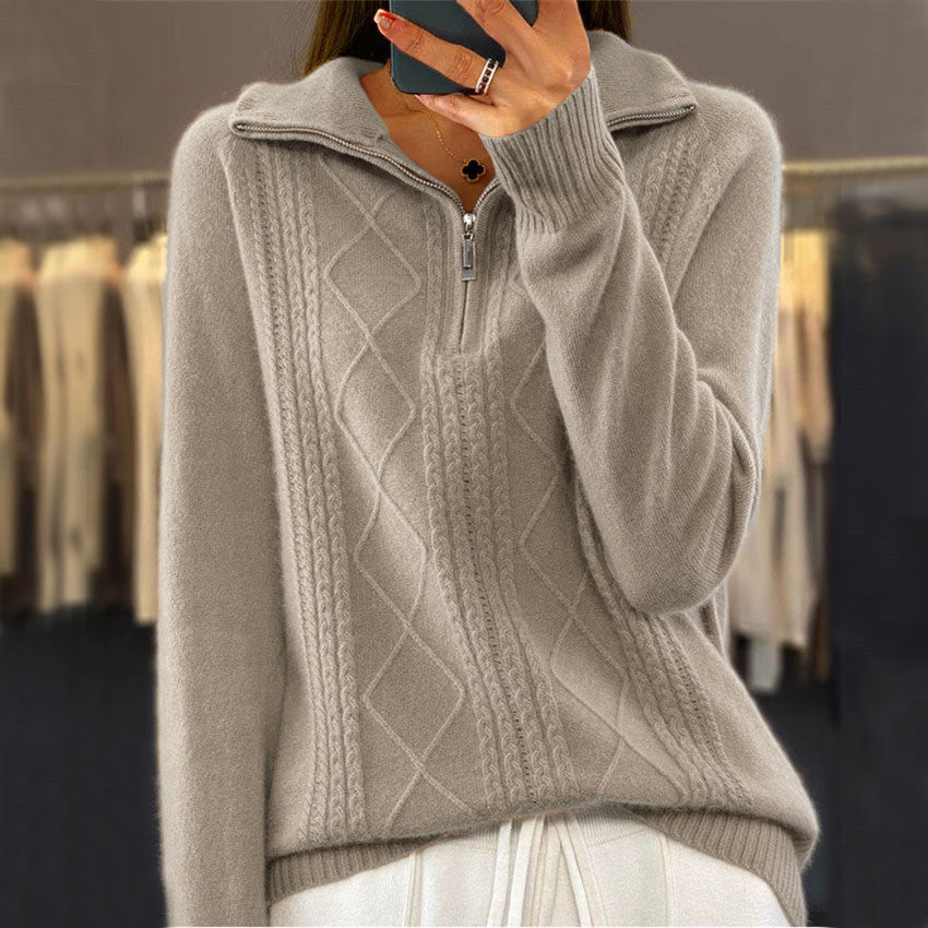 Asta | Scandinavian Jacquard Zip Sweater