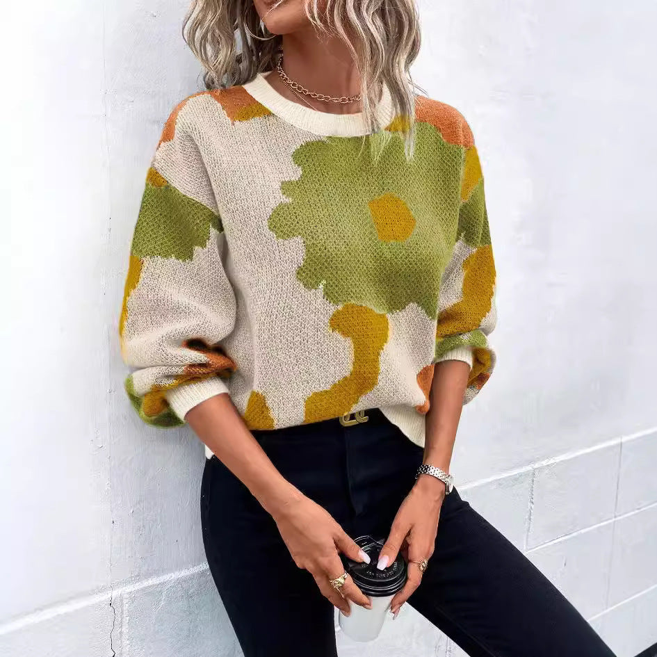 Ava | Bold Floral Jacquard Sweater