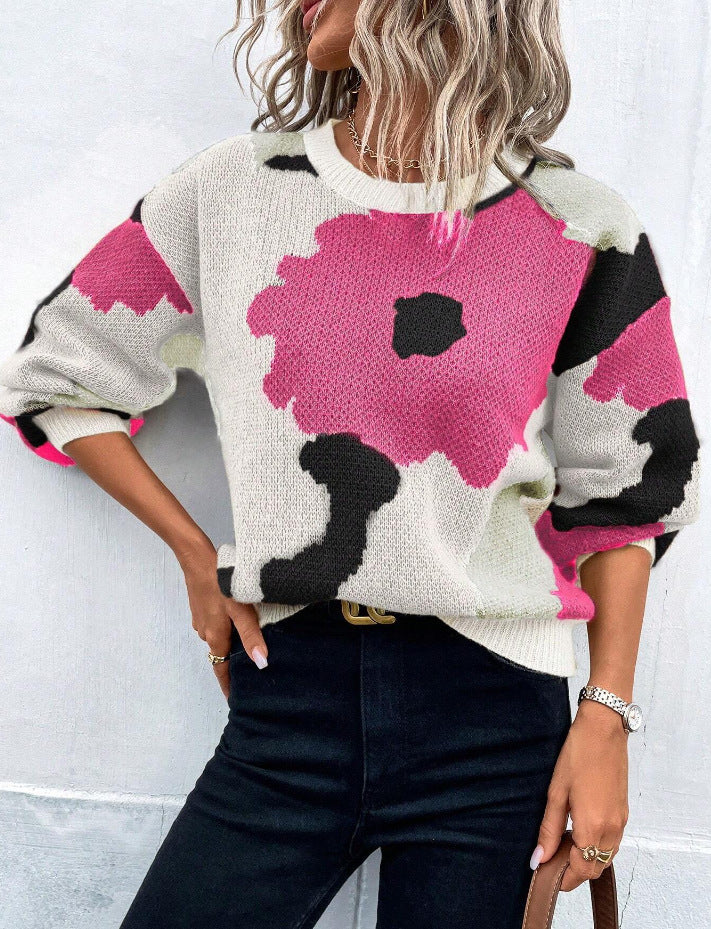 Ava | Bold Floral Jacquard Sweater